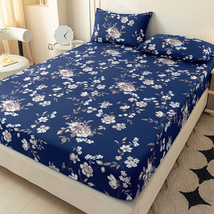 3pcs Fitted Sheet Set: 1 Fitted Sheet + 2 Pillowcases. Premium Printed Fitted Sheet. Combines Comfort and Style. Modern Design. Suitable for Student Dormitories, Small Bedrooms, and Hotels. All-season Use. No Filling. Soft, Skin-friendly, Breathable