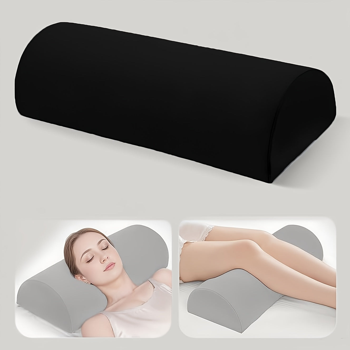 1pc Half Moon Pillow, Leg, Knee, Back of Neck, and Lumbar Support Pillow, Suitable for Back or Side Sleepers, Semi-Rolled Round Pillow, Comfort for Ankles and Feet, Head, Neck, Spine, and Hips