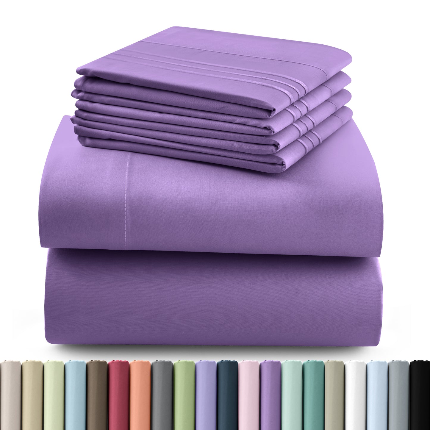 Hannah Bedding Sheet Set - 6 PC Brushed 100% polyester Bed Sheets 16 Inches Deep Pockets - Embroidered & Plain Pillowcases - Hotel Luxury Sheets Bed Set - Soft Bedding Sheets
