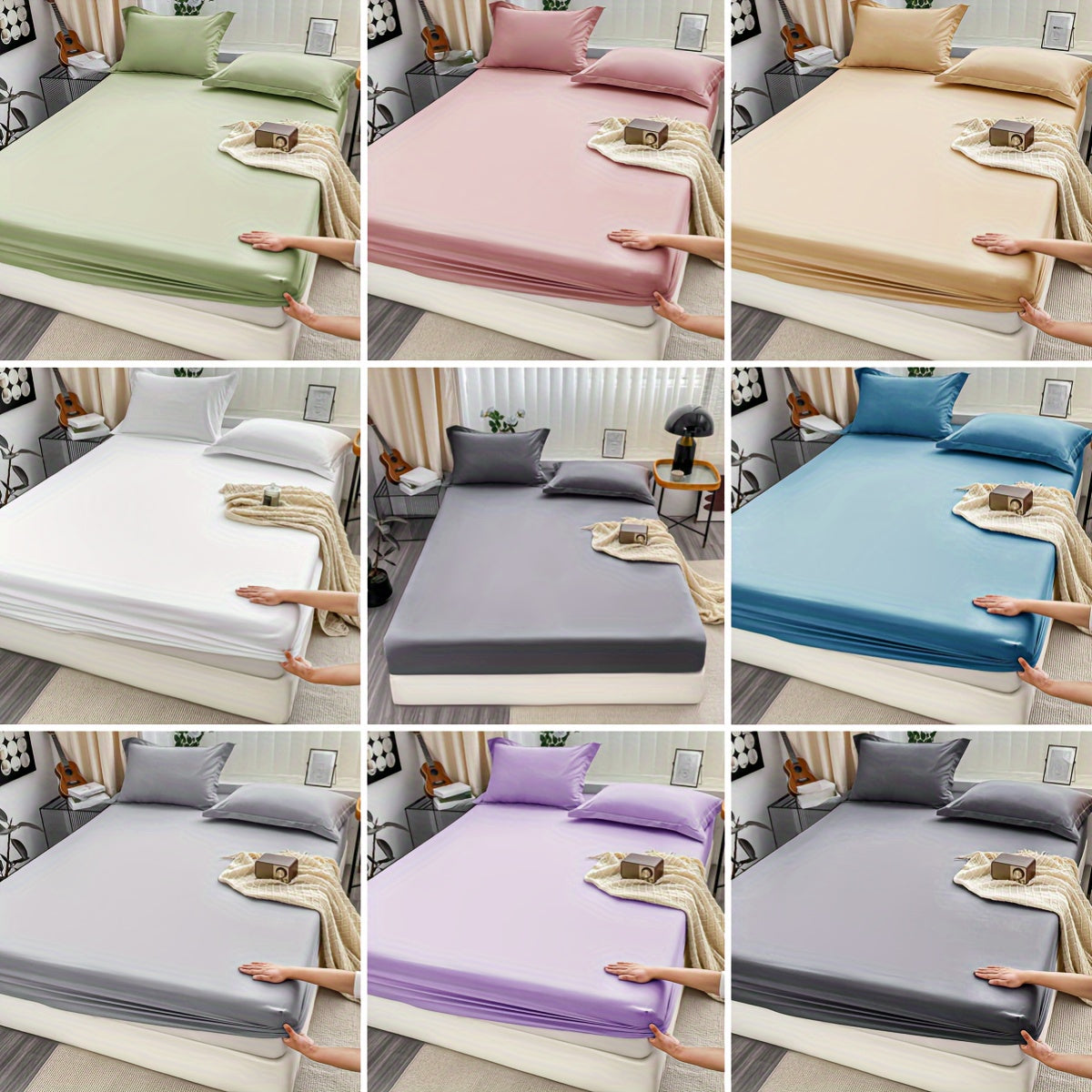 3pcs Ultra Soft Breathable Fitted Sheet Set (1 Fitted Sheet And 2 Pillowcases) Ideal for Bedroom And Guest Room Hotel Bedding, Used All Seasons