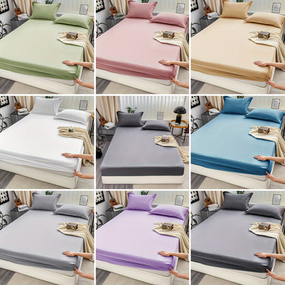 3pcs Ultra Soft Breathable Fitted Sheet Set (1 Fitted Sheet And 2 Pillowcases) Ideal for Bedroom And Guest Room Hotel Bedding, Used All Seasons