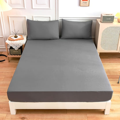 3pcs Solid Color Fitted Sheet Set (Sheets*1+Pillowcase*2.No Pillow Core), Skin-Friendly Soft And Breathable Bedding, Hotel Bedroom, Machine Washable