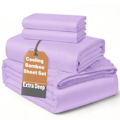 SASTTIE 2400TC Extra Deep Bamboo Cooling Bedding, Breathable & Cooling Hotel Luxury Bed Sheets Set For Child, Easy & Secure Fit - Soft, Wrinkle Free & Comfy Kids Sheet With 15" Deep Pocket, Ultra-Soft & Machine Washable Bedding, Kids Room Decor