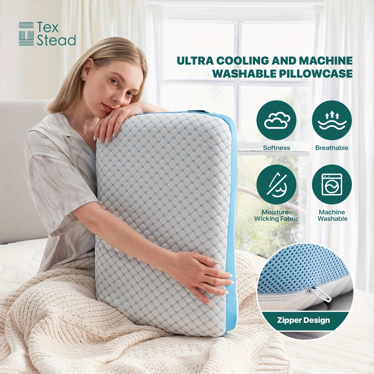 1pc Comfortable Sleeping Pillow Premium Firm Solid Cooling Ventilated Support Pillow for Neck, Back, Side Sleeper – 1 Pack with Washable Cover
