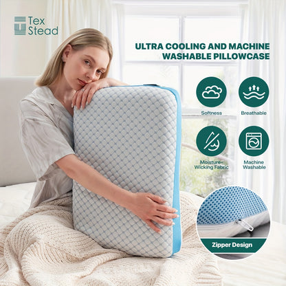 1pc Comfortable Sleeping Pillow Premium Firm Solid Cooling Ventilated Support Pillow for Neck, Back, Side Sleeper – 1 Pack with Washable Cover