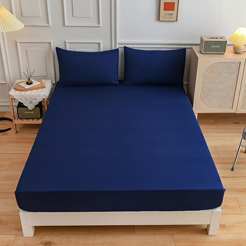 3pcs Solid Color Fitted Sheet Set (Sheets*1+Pillowcase*2.No Pillow Core), Skin-Friendly Soft And Breathable Bedding, Hotel Bedroom, Machine Washable