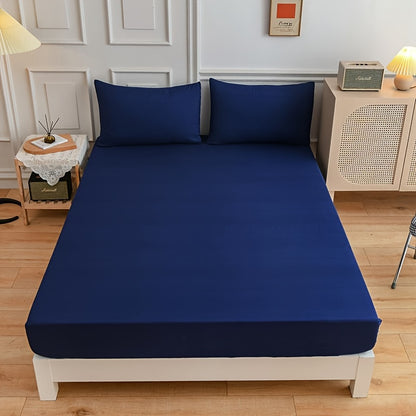 3pcs Solid Color Fitted Sheet Set (Sheets*1+Pillowcase*2.No Pillow Core), Skin-Friendly Soft And Breathable Bedding, Hotel Bedroom, Machine Washable