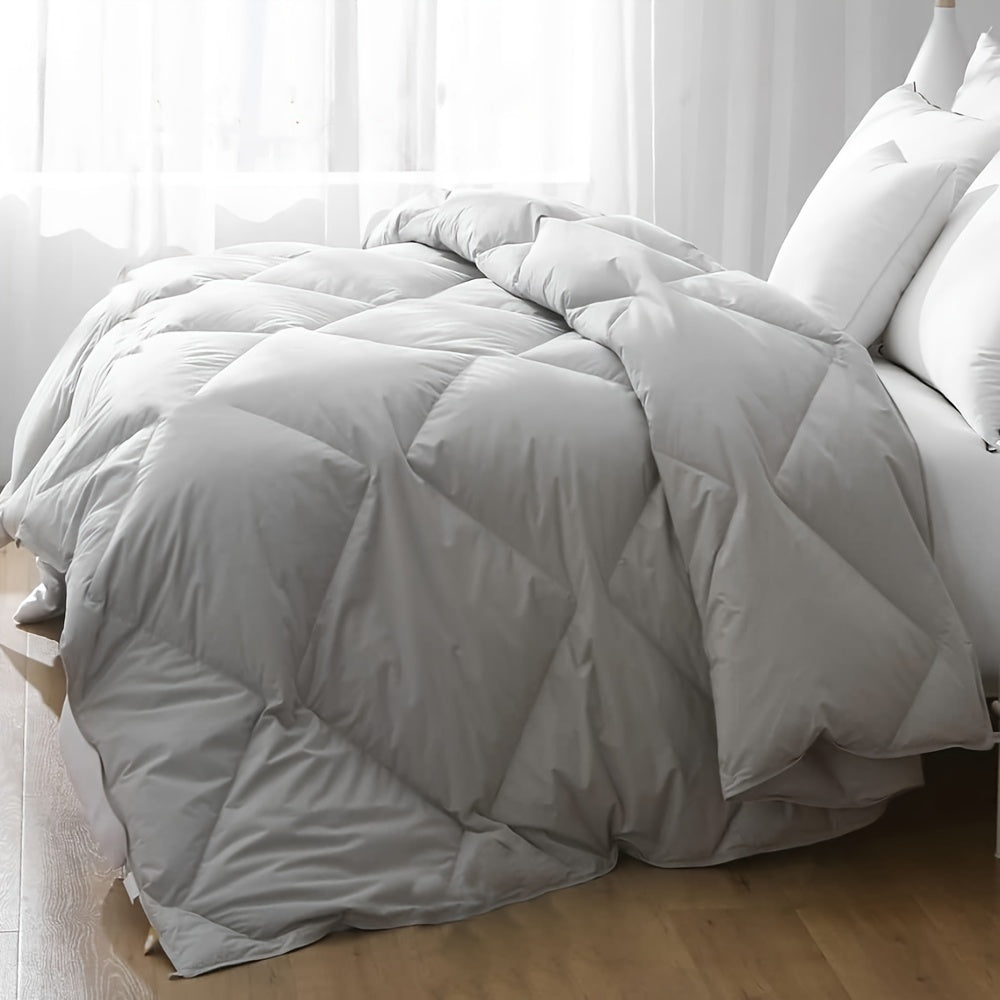 Cozy All-Season Geometric Quilted Comforter - Breathable Polyester Fill, Machine Washable with Corner Tabs for Easy Handling
