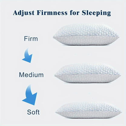 1pc Cooling Pillow with Adjustable Height & - Bed Pillow for Side/Back/Stomach Sleepers, Thermoregulating Technology, Removable & Washable Cover, Dual-Layer Cooling & Bamboo Rayon Side, Modern Bed Pillow for Hot Sleepers, All-Season Use, Machine