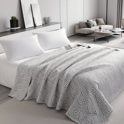 3 Layers Egyptian Cotton Muslin Bed Blanket, Breathable Yarn Dyed Quilt Perfect for Couch, Bed, Office and Travel, Perfect Lightweight Blanket for All Seasons