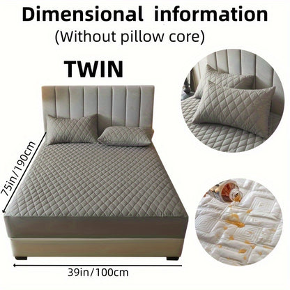 2/3pcs Two-Piece/Three-Piece Multi-Color Waterproof Fitted Sheet Set Waterproof Mattress Protector Fitted Sheet and Pillowcase Set Anti-slip Full Cover Protection Cover