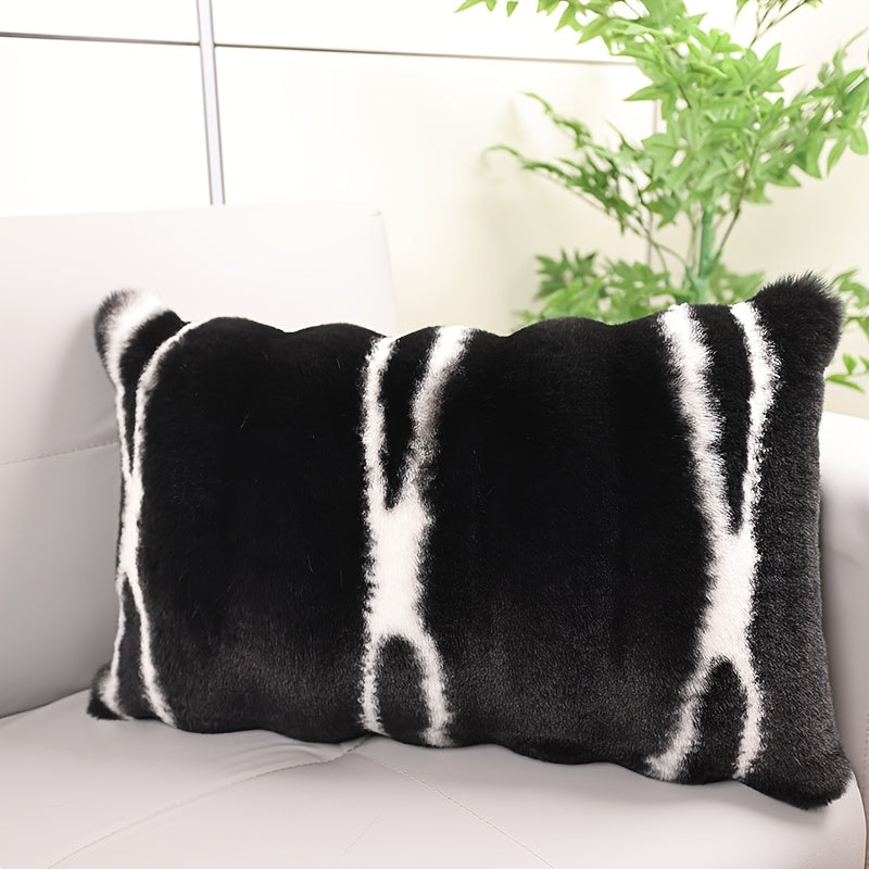 Soft Plush Throw Pillow with Zipper Closure, Rainbow Striped Design, Acrylic Fabric, Multi-Purpose Decorative Cushion for Bedroom or Living Room, Machine Washable, Polyester Fiber Filling, Decorative Pillows
