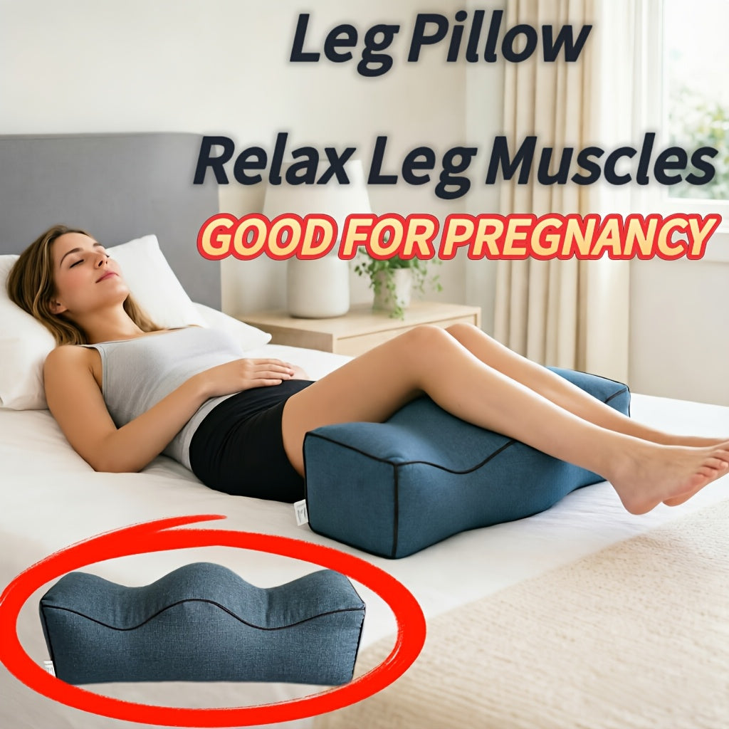 Wave Shaped Leg Lift Pillow for Treating Lower Back And Swelling - An Ergonomic Leg Pillow Suitable for Side And Supine Positions - Cooling Bamboo And Linen Cover - Essential Support for Pregnancy And Rest
