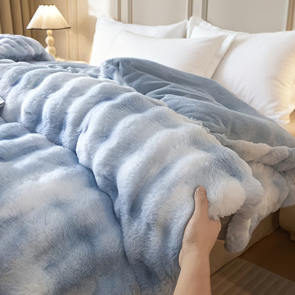 1pc Extra Thick Plush Fleece Quilt | Heavy Duty All-Season Luxury Comforter, High Gram Weight Imitation Rabbit Plush Milk Double-Sided Fleece, Soft And Friendly Comfort For Year-Round Use, Machine Washable, Ideal For Winter Warmth & Modern Home Deco