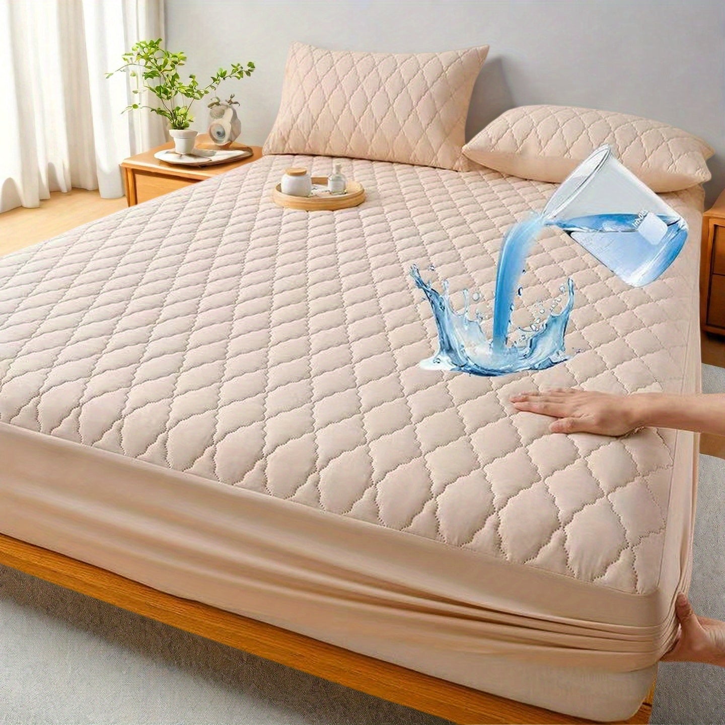 1pc Guaranteed High Quality Fitted Sheet Mattress Protector: Deep Pocket, Heavy Duty, Silent Comfort (Machine Washable)