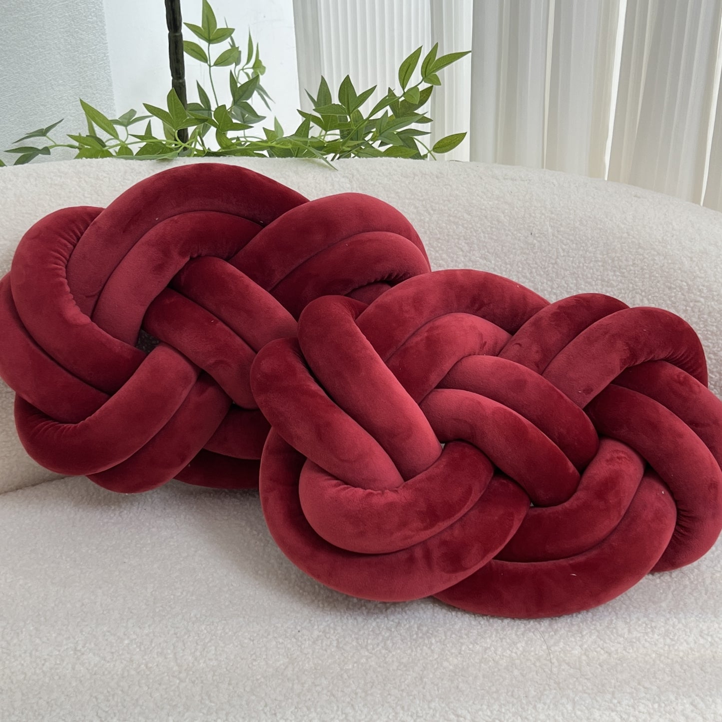 2pcs Knot Pillow Ball 15.75" Soft Plush Decorative Throw Pillow Floor Cushion, Knotted Ring Shape Cushion Dorm Room Decor Household Throw Knot Decorative Cushion for Bed Living Room