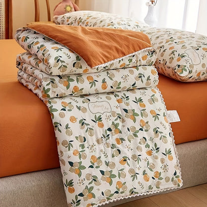 1pc with Cherry Patterns, Made of Skin-friendly and Super Soft Fabric, Suitable for Use in Summer, in Living Rooms and Bedrooms. It's a Gift - a Summer Cool Quilt.