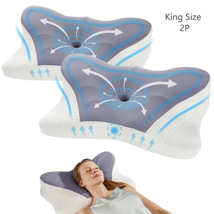 Cervical Neck Pillow, Ergonomic Contour Neck Pillows, Memory Foam Orthopedic Bed Pillow For Side Back Stomach Sleeper, Neck Pillow With Cooling Pillowcase