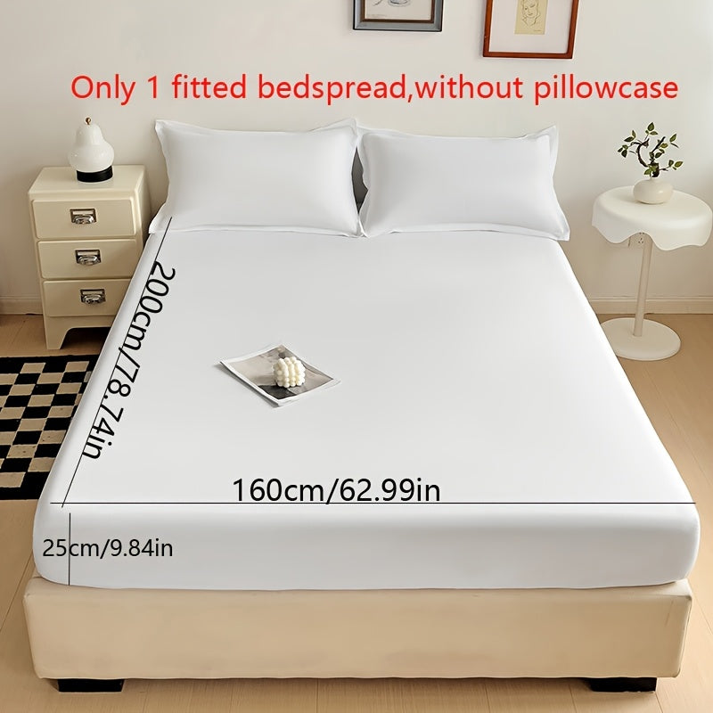 Solid Color Fitted Sheet, Soft, Skin-Friendly, and Breathable Bedding, Washable, Suitable for All Seasons, Hotel Mattress Protector. One Single Fitted Sheet, Pillowcases Not Included. Microfiber Brushed Finish Bed Sheet in Dark Blue