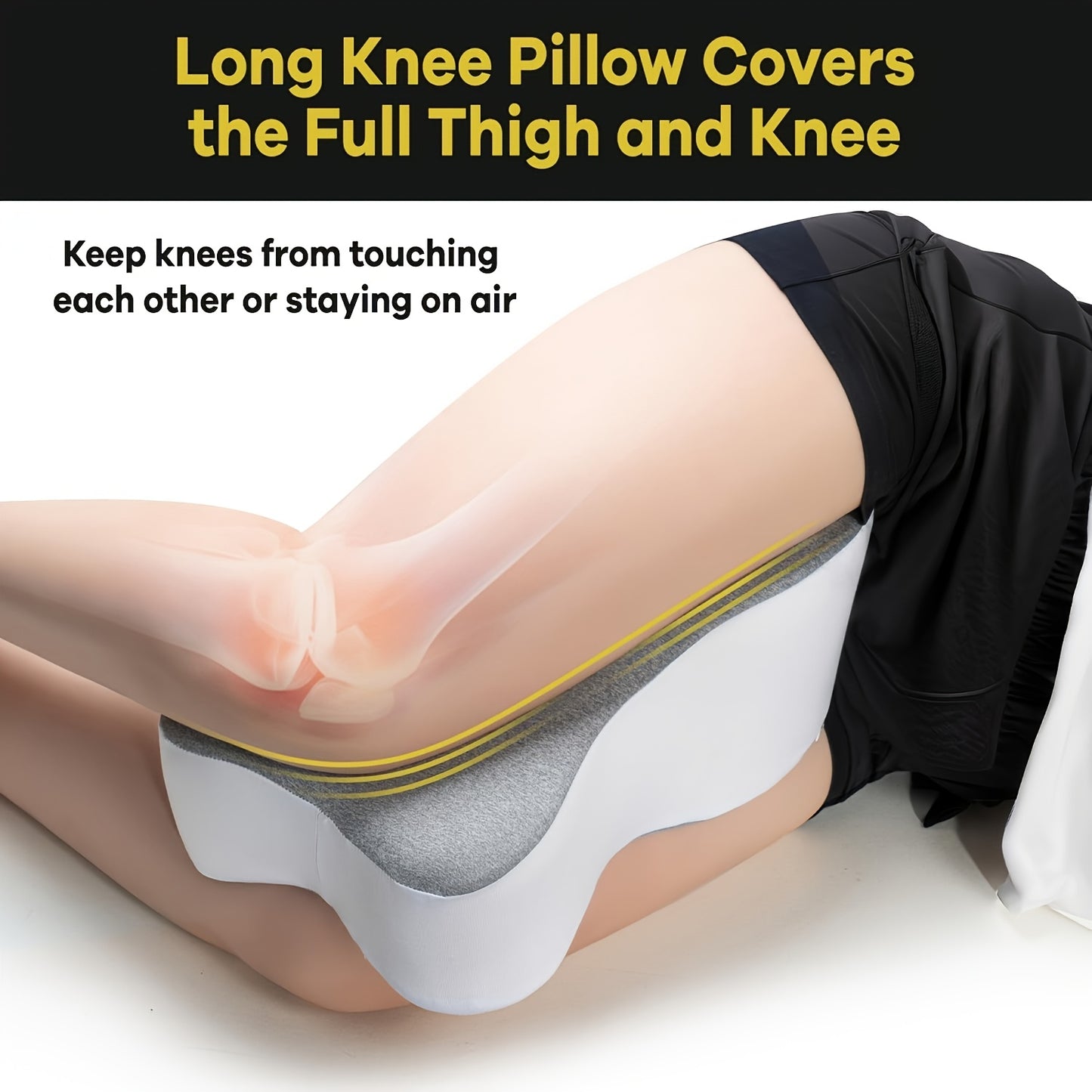 Knee Pillow Made of Memory Foam Designed for Side Sleepers, Providing Leg And Maintaining Knee Separation for Proper Alignment. It Features a Washable, Breathable Cooling Cover And Makes a Perfect Gift for Any Season