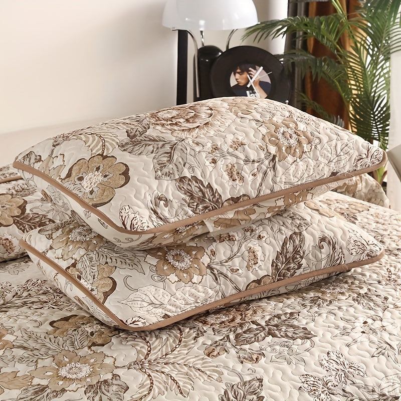3pcs Brushed Printed Quilted Bedspread Three-Piece Set, European Classic Bedspread Three-Piece Set