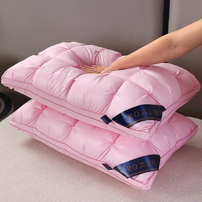 1/2pcs Luxury Hotel-Quality Pillows, Queen Size High Resilience Plush Fill, Soft Comfortable for Deep Sleep. Ideal for Side Back Sleepers, Breathable Cooling, All-Season Use, Machine Washable, Hypoallergenic Plush Cover, Cooling