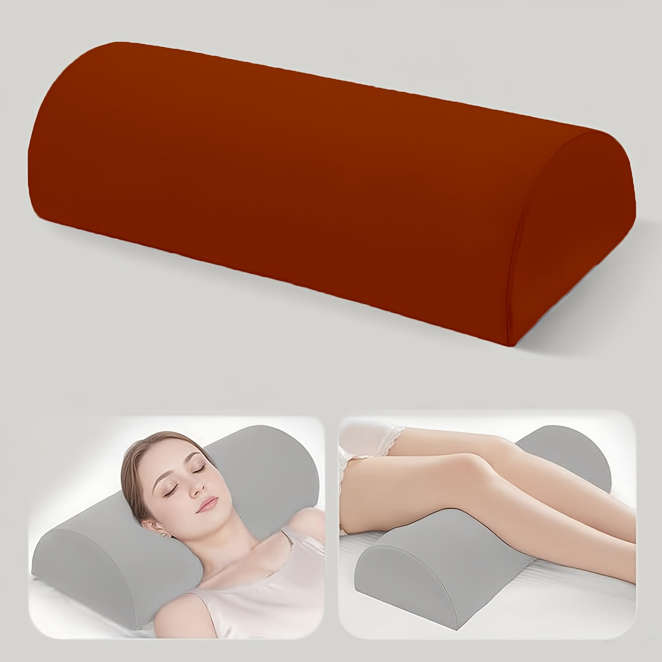1pc Half Moon Pillow, Leg, Knee, Back of Neck, and Lumbar Support Pillow, Suitable for Back or Side Sleepers, Semi-Rolled Round Pillow, Comfort for Ankles and Feet, Head, Neck, Spine, and Hips