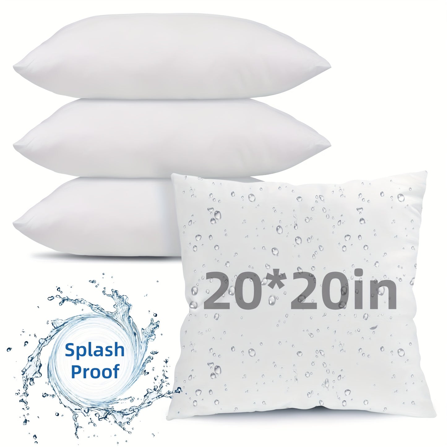4pcs 18×18/20X20/12X20 in Pillow Inserts, Large Throw Pillows Insert, High Quality Couch Pillows, Square Pillow for Patio, Furniture, Bed, Living Room, Garden, White