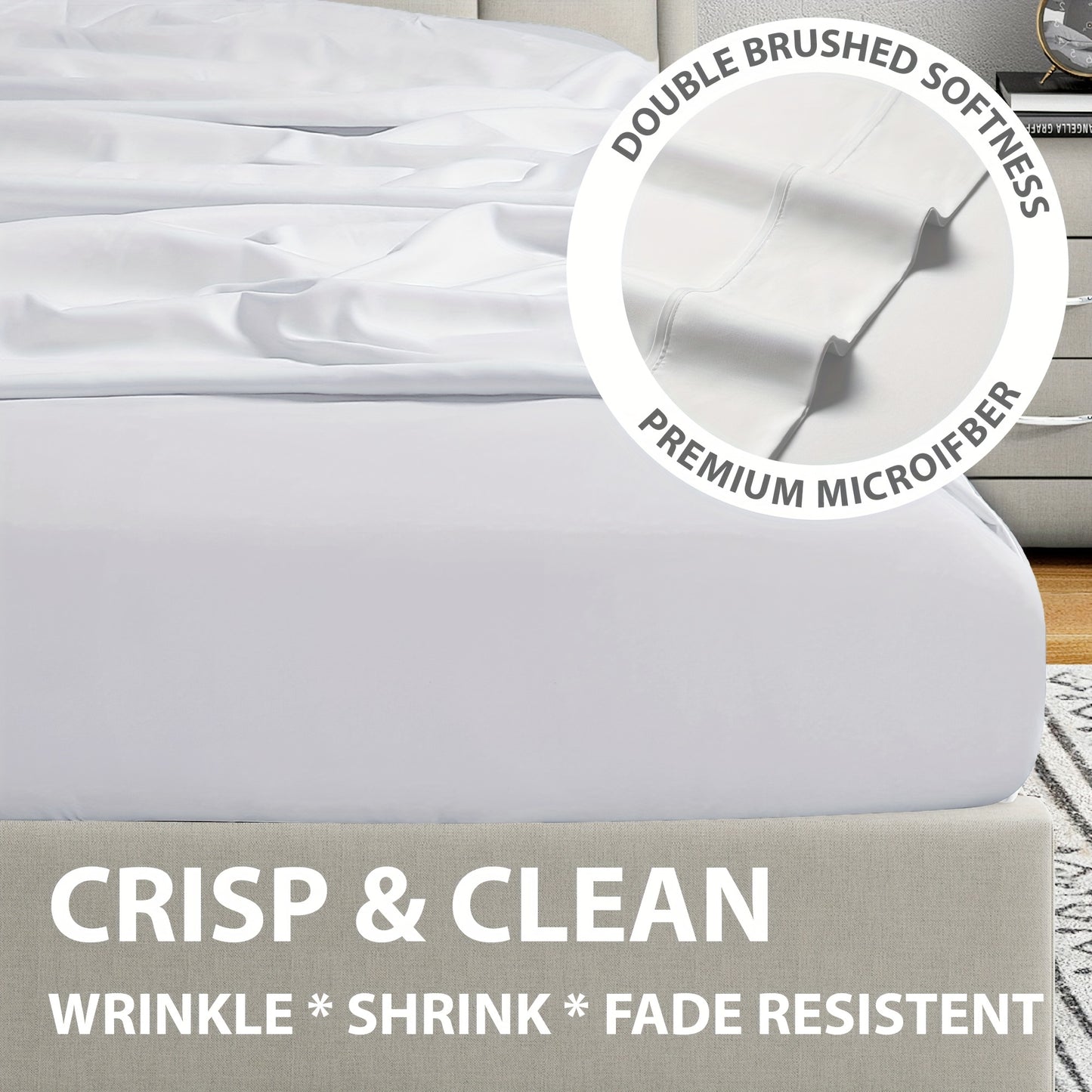 1pc Bed Fitted Sheet, All-season Microfiber Bedding - Includes Single Fitted Sheet - Soft, Hypoallergenic, Breathable, Machine Washable, Wrinkle Free, Fade Resistant, Shrink Resistant