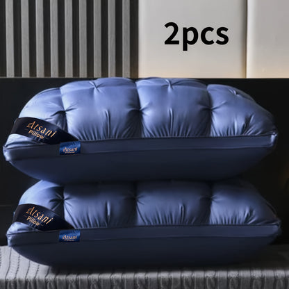 Luxury Fluffy Hotel Pillow, Deep Comfort, Soft And Pressure-Resistant, Cervical Pillowcase Washable Hypoallergenic with Zipper, Easy Care, Elegant Style, Multi-Use, All Seasons