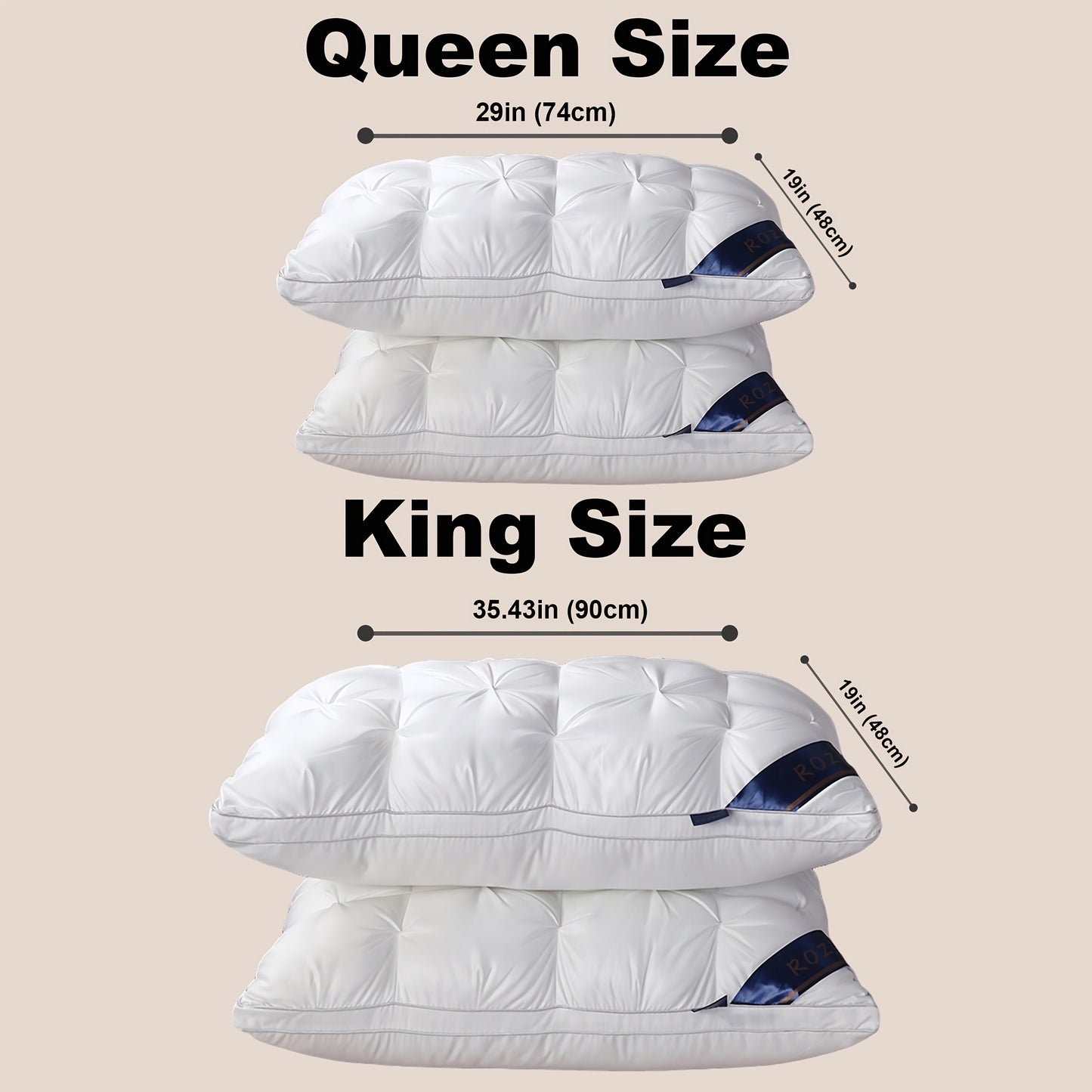 1/2pcs Luxury Hotel-Quality Pillows, Queen Size High Resilience Plush Fill, Soft Comfortable for Deep Sleep. Ideal for Side Back Sleepers, Breathable Cooling, All-Season Use, Machine Washable, Hypoallergenic Plush Cover, Cooling