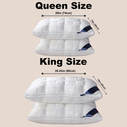 1/2pcs Luxury Hotel-Quality Pillows, Queen Size High Resilience Plush Fill, Soft Comfortable for Deep Sleep. Ideal for Side Back Sleepers, Breathable Cooling, All-Season Use, Machine Washable, Hypoallergenic Plush Cover, Cooling