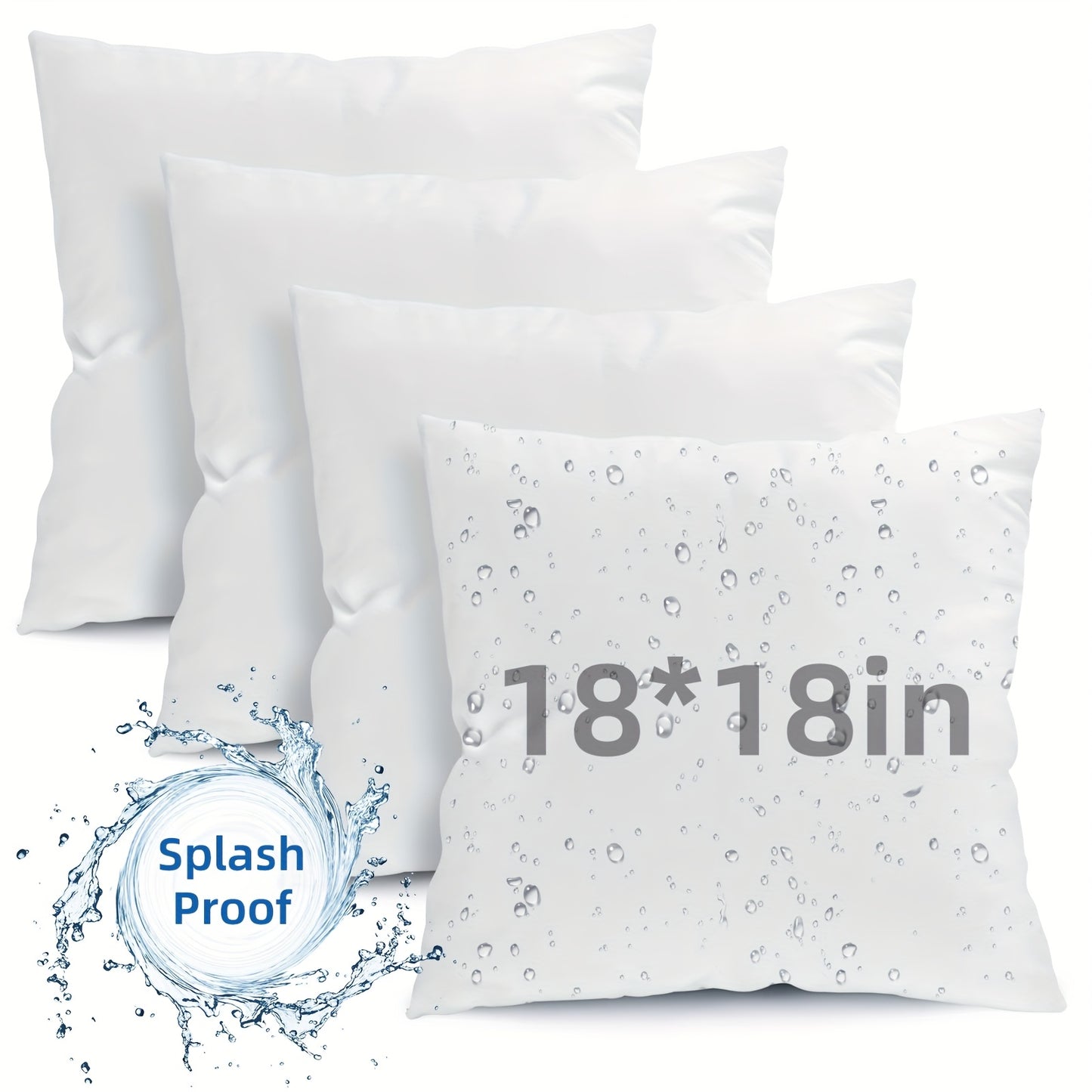 TOMNK Pack Of 4 18x18 Pillows Inserts, Hug Pillow Core, Square Stuffer Pillow Form For Patio, Pillow Inserts, Suitable For Use In Living Rooms, Bedrooms, And Leisure And Entertainment Rooms
