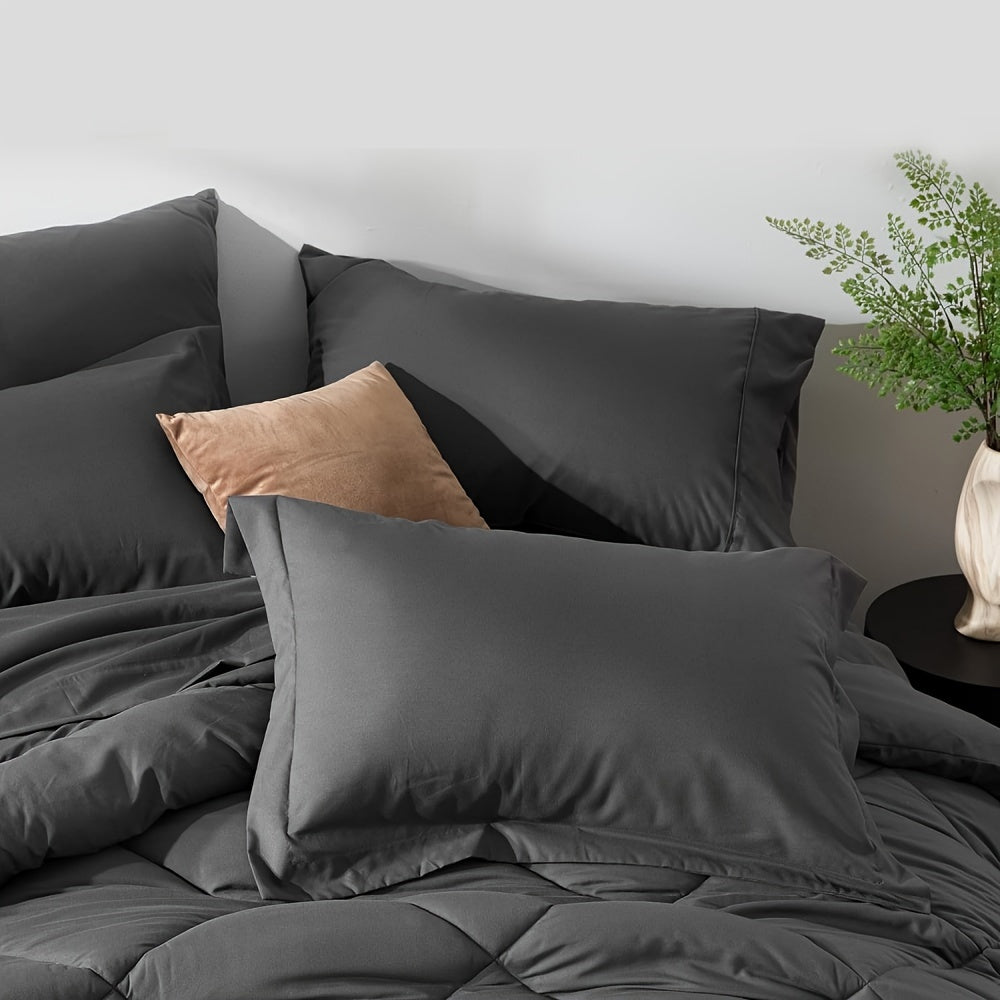 [Thick Quilt Set] 3pcs All-Season Thick Quilt Set, Fluffy and Warm Bedding Comforter, Large/King Size Quilted Comforter 3pcs Set, High-Quality Full Polyester Fiber Filling, Lightweight and Breathable Quilted Comforter, Queen/King Size Comforter Insert