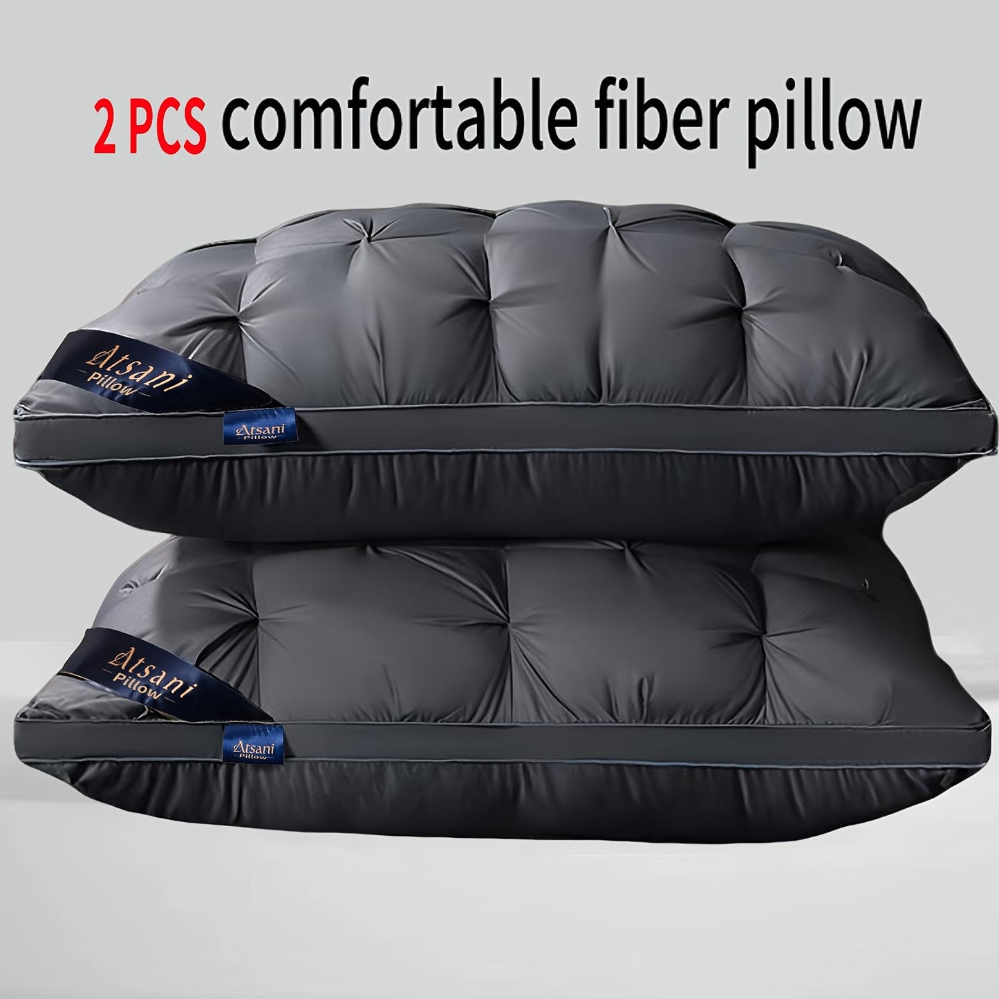 Luxury Fluffy Hotel Pillow, Deep Comfort, Soft And Pressure-Resistant, Cervical Pillowcase Washable Hypoallergenic with Zipper, Easy Care, Elegant Style, Multi-Use, All Seasons