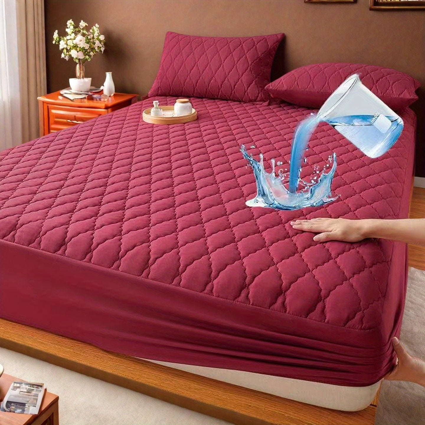 1pc Guaranteed High Quality Fitted Sheet Mattress Protector: Deep Pocket, Heavy Duty, Silent Comfort (Machine Washable)