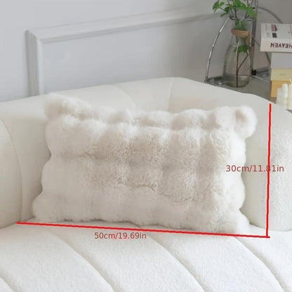 Modern White Faux Rabbit Plush Pillow - Machine Washable, Ultra-Soft 100% Polyester, Winter Warmth for Sofa, Bed, Living Room & Bedroom Decor, Rabbit Decor, Bedroom Comfort, Cozy Home Accents, Zipper Closure Pillows