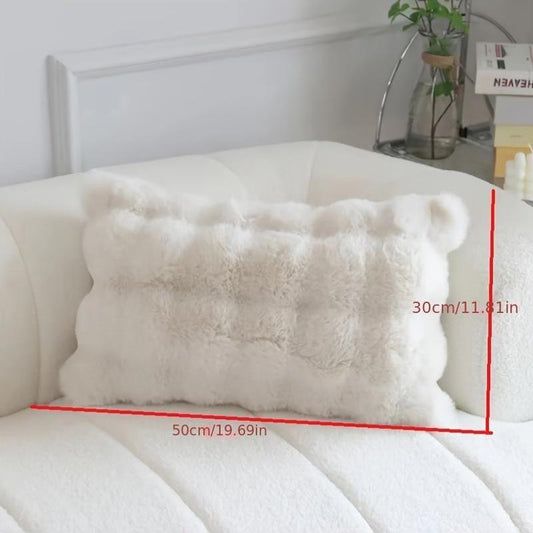 Modern White Faux Rabbit Plush Pillow - Machine Washable, Ultra-Soft 100% Polyester, Winter Warmth for Sofa, Bed, Living Room & Bedroom Decor, Rabbit Decor, Bedroom Comfort, Cozy Home Accents, Zipper Closure Pillows