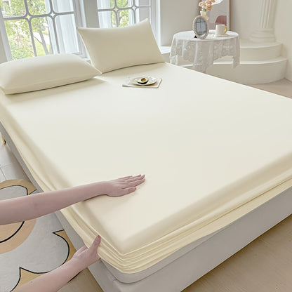 1 Easy Solid Color Bed Sheet, Without Pillowcases - Household Mattress Protector, Hotel Mattress Dust Cover, 360-Degree Full Coverage, Non-Slip, Made of Easy-Care Material, Comfortable And Durable, Suitable for All Seasons