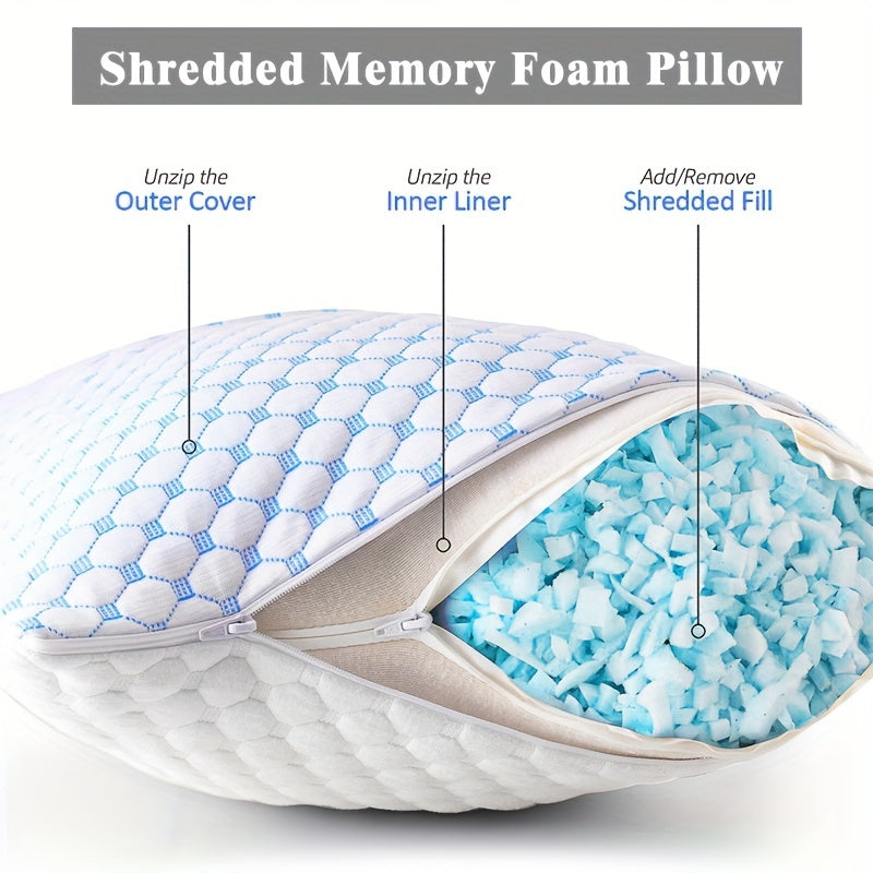 1pc Cooling Pillow, Adjustable Loft Bed Pillow for Sleeping, Ice Fabric And Soft Bamboo Rayon, Washable Removable Bed Pillow Cover Firm Or Soft Pillows for Side, Back, Stomach, Hot Sleepers