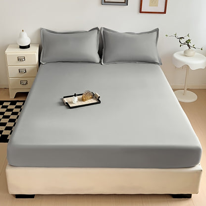 Solid Color Fitted Sheet, Soft, Skin-Friendly, and Breathable Bedding, Washable, Suitable for All Seasons, Hotel Mattress Protector. One Single Fitted Sheet, Pillowcases Not Included. Microfiber Brushed Finish Bed Sheet in Dark Blue
