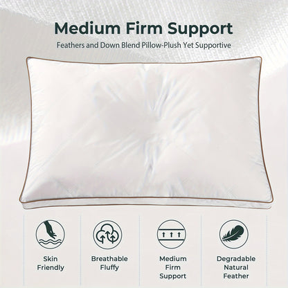 Goose Feathers And Down Pillow For Sleeping Gusseted Bed Hotel Collection Pillows, Set Of 2