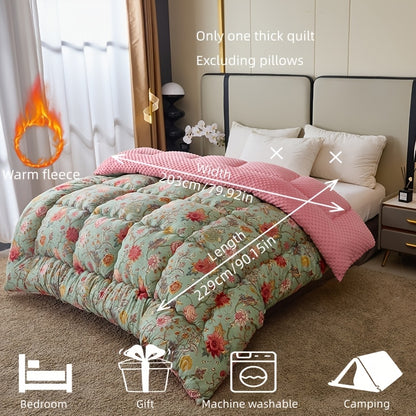 1pc Warm Quilt Core with Floral And Vine Patterns, Made of Skin-Friendly And Warm Bumpy Velvet. Suitable for Autumn And Winter Season Gifting