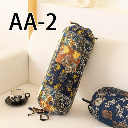 [Enable ] 1pc Bohemian Cylindrical Pillow with Pillow Core, Cushion, Removable And Washable Pillow, Tie Closure Cylindrical Pillow, Suitable for Neck, Back, And Waist Support, Can Be Used As a Decorative Pillow for Bedroom, Sofa, Office, Etc