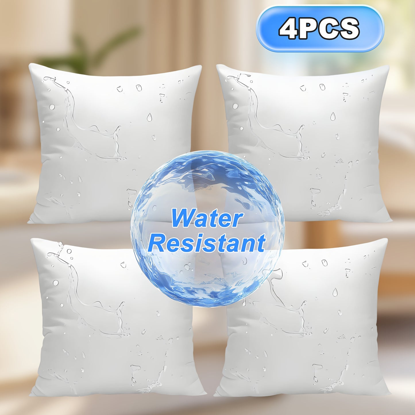 4pcs Premium Pillow Inserts - Outdoor & Indoor Square Throw Pillow Cores, Soft & Supportive With Quick Rebound, Ideal For Home Decor, Bedding, Patio Furniture, Garden, Picnics & Pillowcase Filling