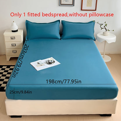 Solid Color Fitted Sheet, Soft, Skin-Friendly, and Breathable Bedding, Washable, Suitable for All Seasons, Hotel Mattress Protector. One Single Fitted Sheet, Pillowcases Not Included. Microfiber Brushed Finish Bed Sheet in Dark Blue