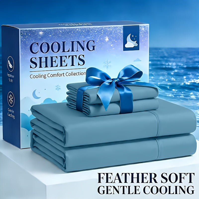4pcs Cooling Bamboo Fiber Fitted Sheet Set, Children's 4000 TC Extra Deep Pocket 20-inch Sheet, Luxurious Soft Hotel-style Cooling Sheet Set, Suitable for People Who Are Sensitive to Heat, Wrinkle-resistant And Shrink-resistant, Includes Fitted