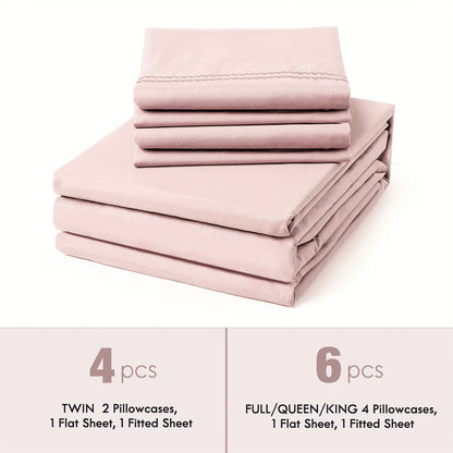 Ultra Soft Machine Washable Luxury Bed Sheet Set - ClevaHome 3/4/6pcs Cooling Queen Sheet Set Deep Pocket - Shrinkage & Fade Resistant Embroidered For Daily Use, Dorms, Guest Rooms, Graduation [Black Friday Cyber Monday Christmas Gift]