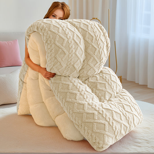 Thick Winter Velvet Jacquard Quilt, Soft and Comfortable Blanket That Keeps Warm. Available in 8 Size, with Sizes Ranging from Single to Queen/king. Featuring Geometric Patterns, Machine-washable and Suitable for Bedroom, Guest Room, Hotel Bedding