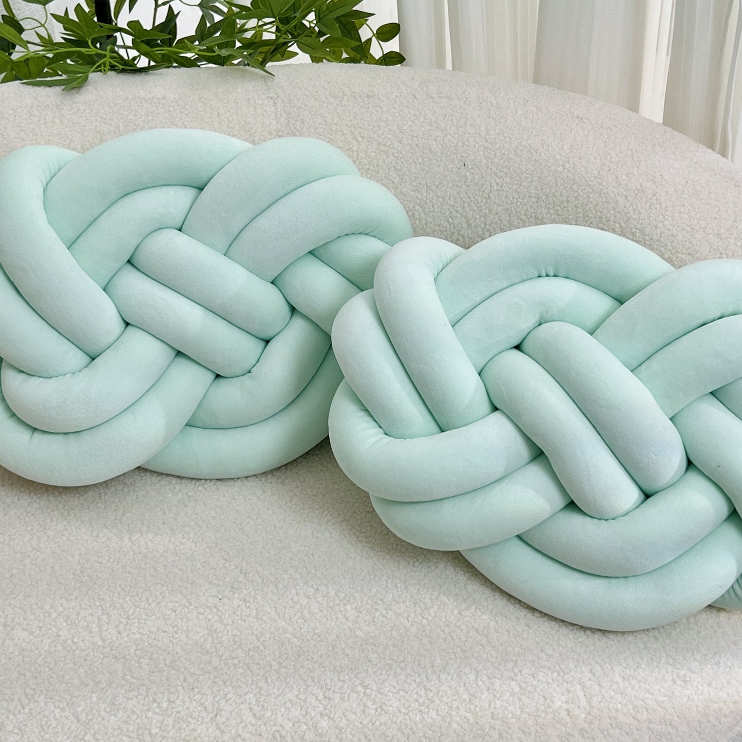 2pcs Knot Pillow Ball 15.75" Soft Plush Decorative Throw Pillow Floor Cushion, Knotted Ring Shape Cushion Dorm Room Decor Household Throw Knot Decorative Cushion for Bed Living Room